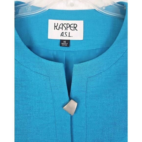 Kasper ASL ~Woman Size 16~Blue Blazer/Skirt Suit Short Sleeve Career Office Wear - Picture 13 of 16